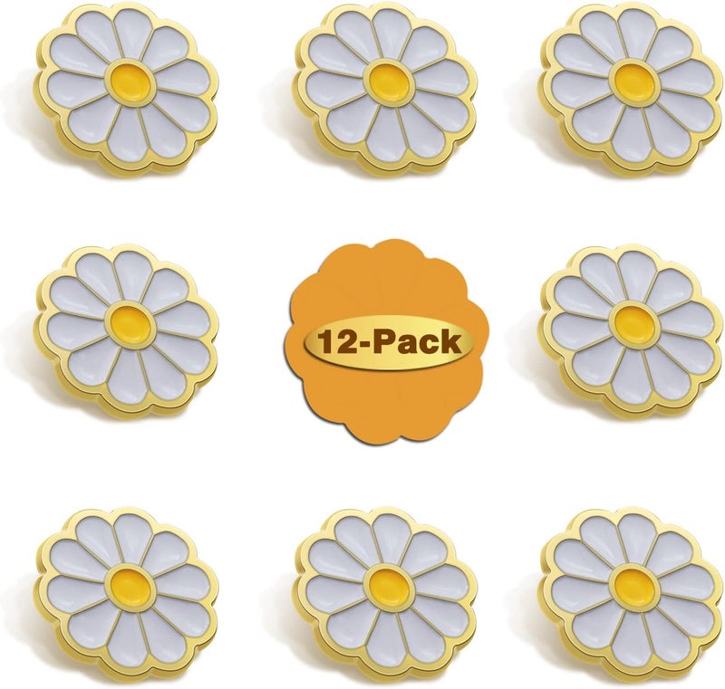 MIDE 6/12/50/100Pcs White Daisy Flower Enamel Lapel Pin 1“ -For Men Women Clothes Bags Hats - Image 1